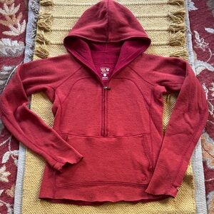 Mountain Hardwear Hoodie zip pullover wool poly blend brick orange red women’s M